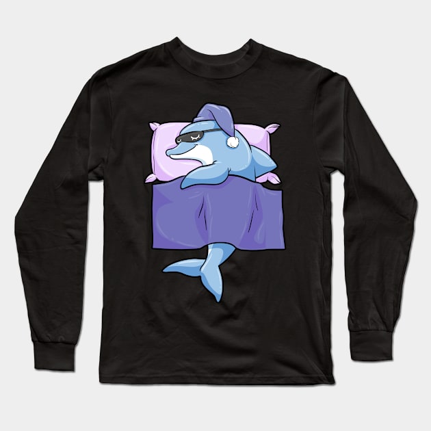 Dolphin at sleeping with duvet and pillow Long Sleeve T-Shirt by Markus Schnabel